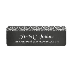 Lace Chalkboard Typografie Retouradres Label