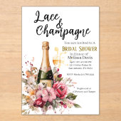 Lace & Champagne Bridal Shower Invitation Acryl Uitnodigingen (Voorkant)