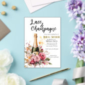 Lace & Champagne Bridal Shower Invitation Acryl Uitnodigingen (Insitu (Huwelijk))
