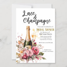 Lace & Champagne Bridal Shower Invitation