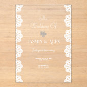 Lace Chic White bruiloft uitnodiging (Voorkant)