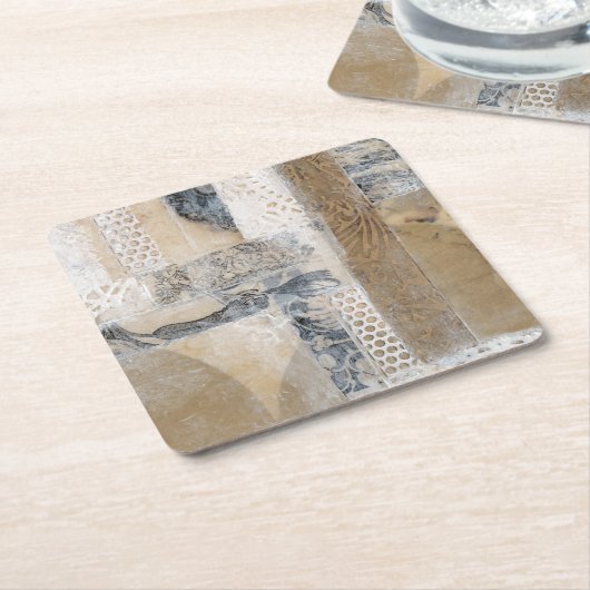 Lace Collage I Kartonnen Onderzetters (Schuin)