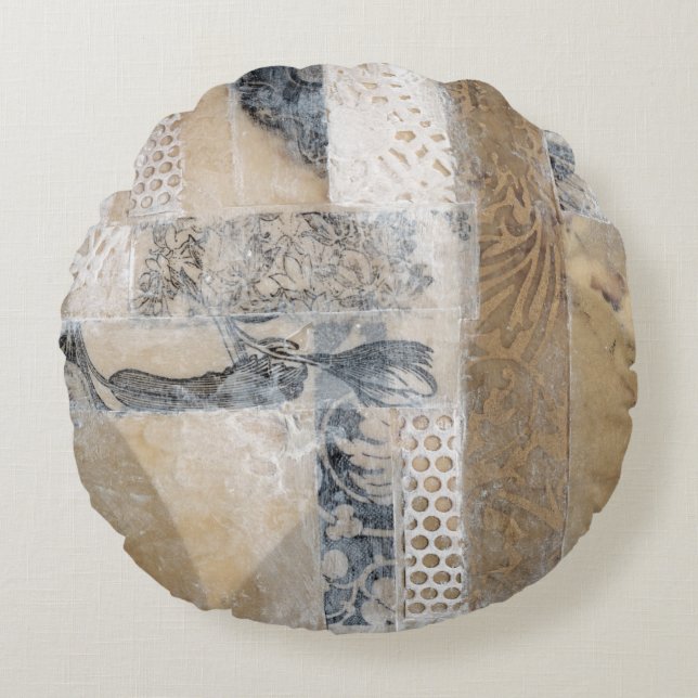 Lace Collage I Rond Kussen (Voorkant)