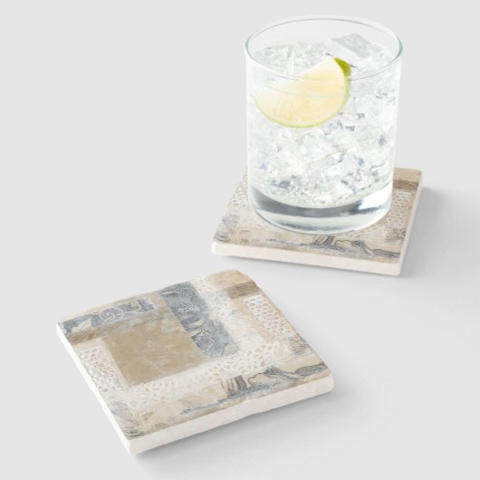 Lace Collage II Stenen Onderzetter (Zijkant)