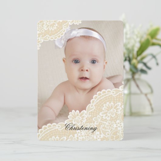 Lace Corners - Verticale fotouitnodiging Kaart (Staand voorkant)