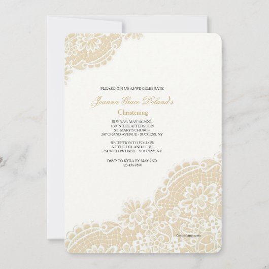 Lace Corners - Verticale fotouitnodiging Kaart (Achterkant)