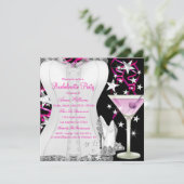Lace Corset Black Pink Bachelorette Party nodigt u Kaart (Staand voorkant)