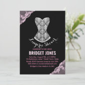 Lace Corset Lingerie Shower Bridal Partij Roze Kaart (Staand voorkant)