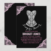 Lace Corset Lingerie Shower Bridal Partij Roze Kaart (Voorkant / Achterkant)