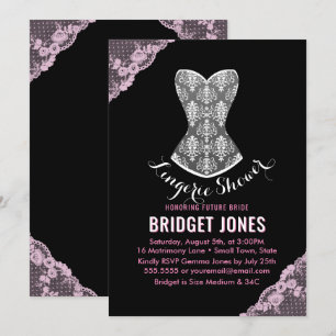 Lace Corset Lingerie Shower Bridal Partij Roze Kaart