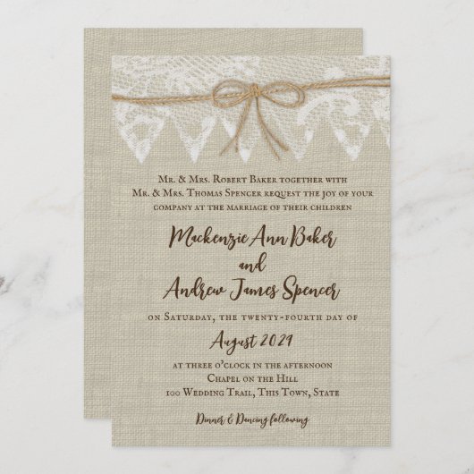 Lace Country Fair Weddenschap Kaart (Voorkant / Achterkant)