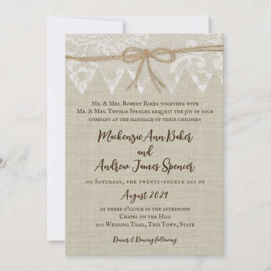  Lace Country Fair Weddenschap Kaart (Voorkant)