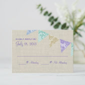  Lace Country Pennants Reageer RSVP Kaartje (Staand voorkant)