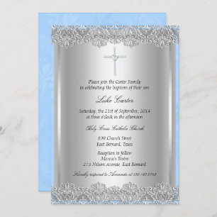 Lace Cross Baptism/Christening Uitnodiging