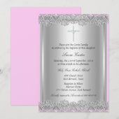 Lace & Cross Baptism/Christening Uitnodiging (Voorkant / Achterkant)