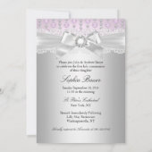 Lace Cross & Jewels Photo Baptism Invitation Kaart (Achterkant)