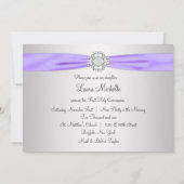 Lace Cross Meisjes Paarse Eerste Communie Kaart (Achterkant)