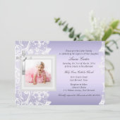  Lace Cross Paarse Baptism/Christening Kaart (Staand voorkant)