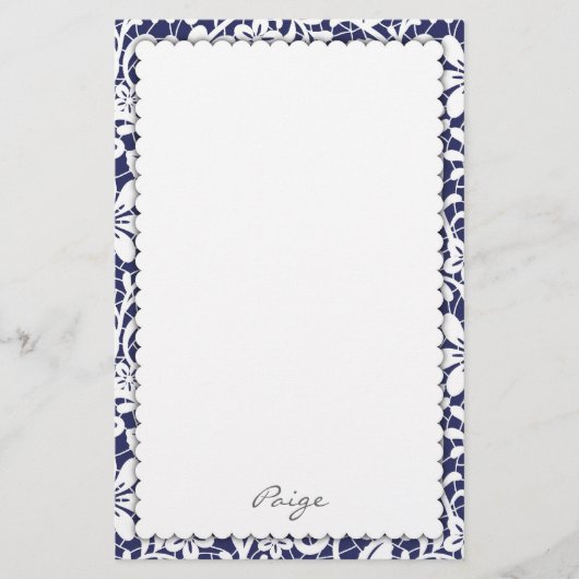 Lace Damask - Gepersonaliseerde schrijfbenodigdhed Briefpapier (Voorkant)