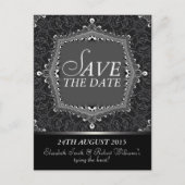 Lace Damask Gothic Save the Date Black Briefkaart (Voorkant)