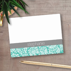  Lace Damask Patroon blauwgroen groen en grijs Post-it® Notes