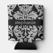 Lace Damask Pattern Black en White Blikjeskoeler (Achterkant)