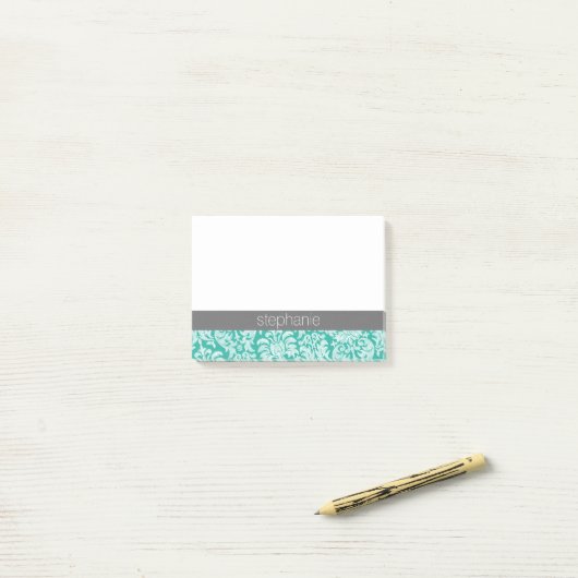  Lace Damask Pattern groen - voeg naam toe Post-it® Notes (Op bureau)