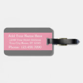 Lace Damask Pattern Pink Grey Bagagelabel (Achterkant horizontaal)