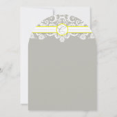 Lace Damask Yellow Wedding Invitation Kaart (Achterkant)