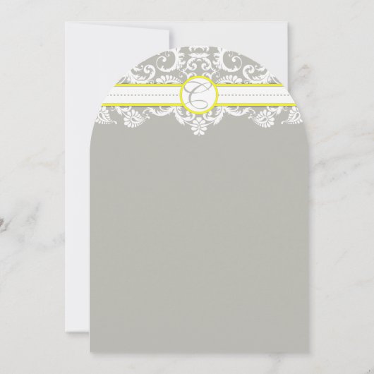 Lace Damask Yellow Wedding Invitation Kaart (Achterkant)