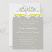 Lace Damask Yellow Wedding Invitation Kaart (Voorkant)