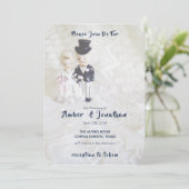 Lace Dapper Couple Wedding Invitations Kaart (Staand voorkant)