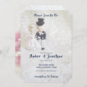  Lace Dapper Couple Wedding Invitations Kaart (Voorkant / Achterkant)