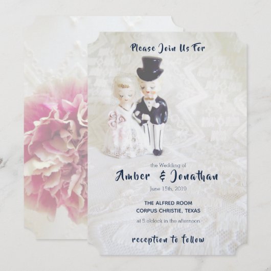  Lace Dapper Couple Wedding Invitations Kaart (Voorkant / Achterkant)