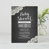 Lace Dark Wood Baby Shower-uitvindingen Kaart (Staand voorkant)