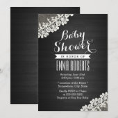 Lace Dark Wood Baby Shower-uitvindingen Kaart (Voorkant / Achterkant)