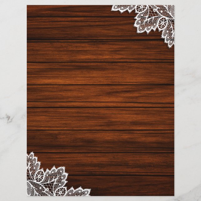 Lace & Dark Wood Grain Scrapbook Paper (Voorkant)