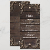 Lace & Dark Wood Rustic  Glam Menu (Voorkant / Achterkant)