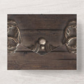 Lace & Dark Wood Rustic  Weddenschap All In One Uitnodiging (Achterkant)