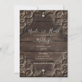 Lace & Dark Wood Rustic  Weddenschap Kaart (Voorkant)