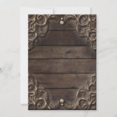 Lace & Dark Wood Rustic  Weddenschap Kaart (Achterkant)