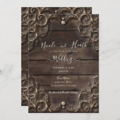 Lace & Dark Wood Rustic  Weddenschap Kaart (Voorkant / Achterkant)