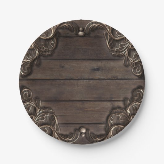 Lace & Dark Wood Rustic Weddenschap Papieren Bordje (Voorkant)