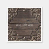 Lace & Dark Wood Rustic  Weddenschap Servetten (Voorkant)