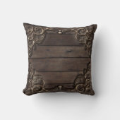 Lace & Dark Wood Rustic  Western Farmhouse Kussen (Voorkant)