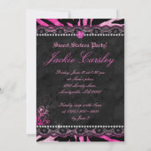 Lace Diamonds Sweet 16 Birthday Afstudeerder Zebra Kaart (Achterkant)