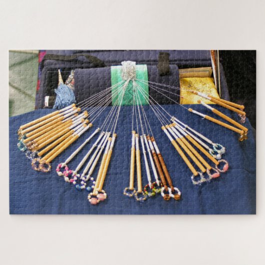 Lace die bobbins maakt legpuzzel (Horizontaal)