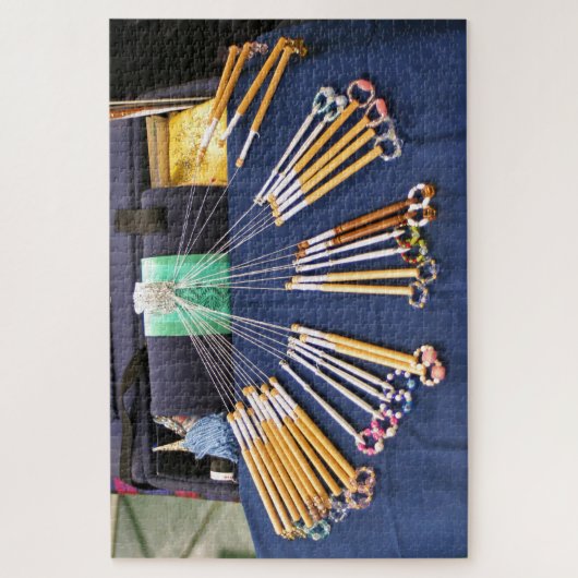 Lace die bobbins maakt legpuzzel (Verticaal)