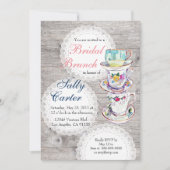 Lace Doilies & Teacups Bridal Brunch Uitnodiging (Voorkant)