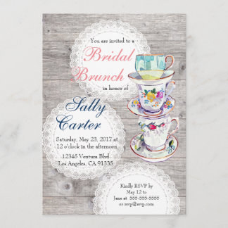 Lace Doilies & Teacups Bridal Brunch Uitnodiging